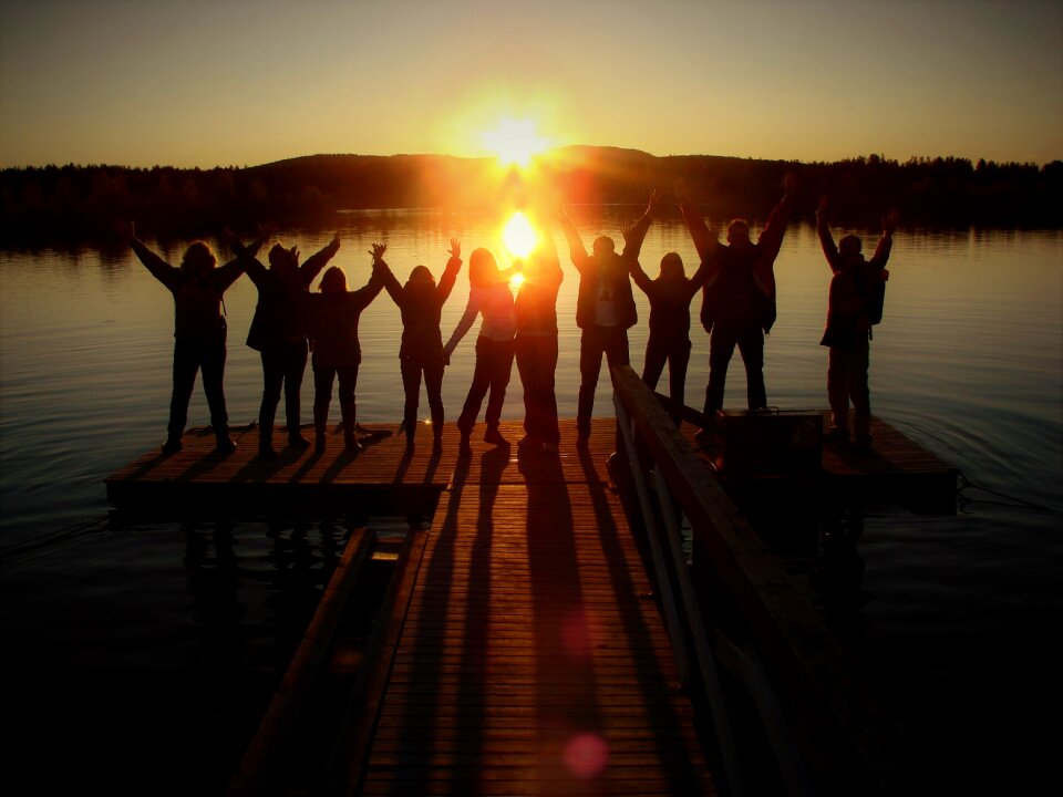 People happy silhouettes