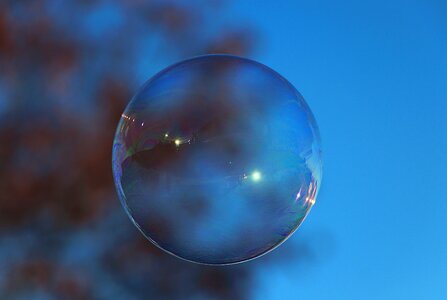 Float balls make soap bubbles photo