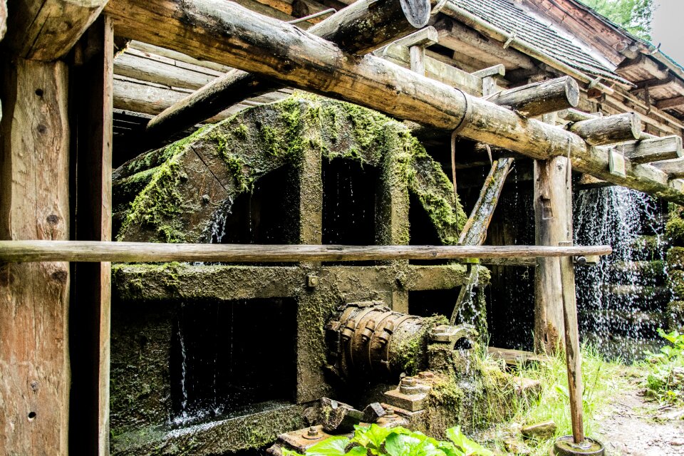 Water mill water wooden mill
