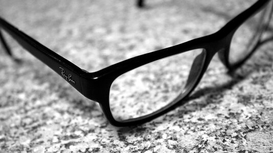 Close up black and white ray ban