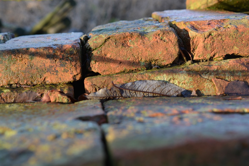 Wall stacked up bricks