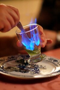 Drink alcoholic beverage blue flame