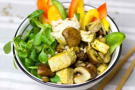 Mushrooms salad tofu photo