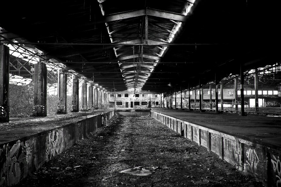 Ruin railway depot train