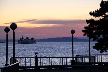Sunset pier evening photo
