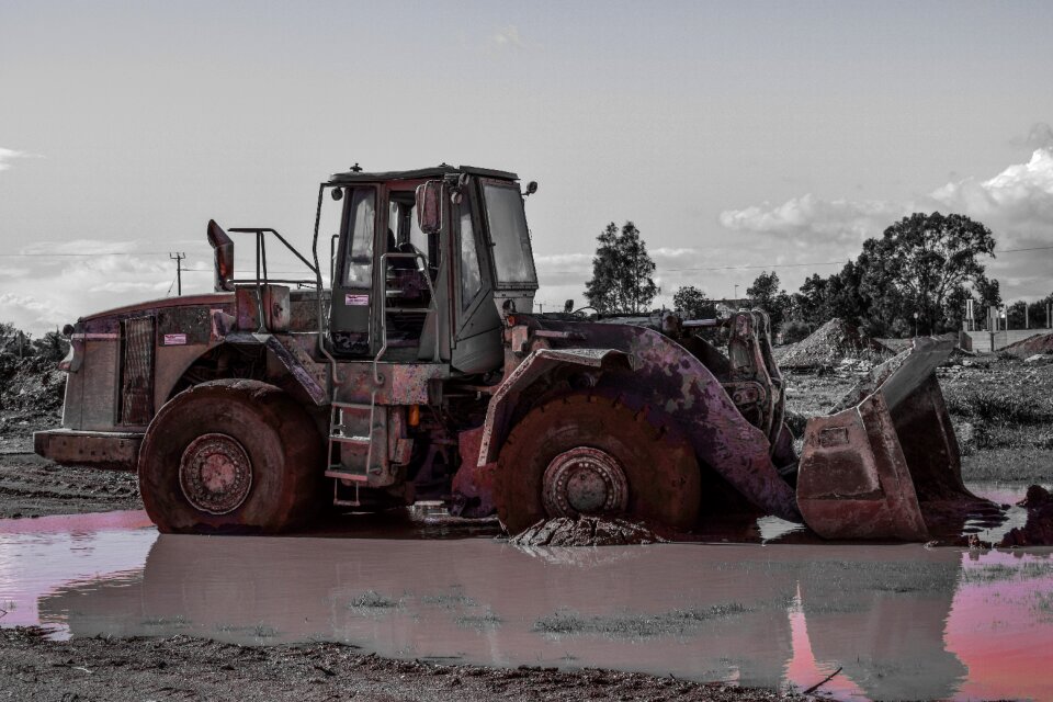 Machinery mud puddle