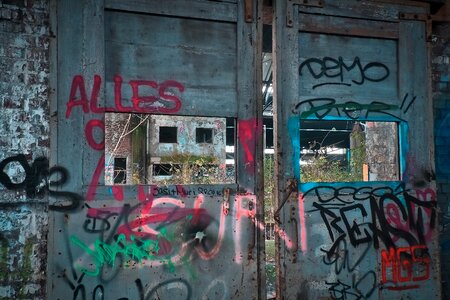 Ruin railway depot train