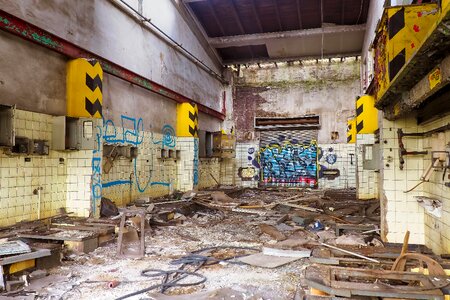 Ruin railway depot train
