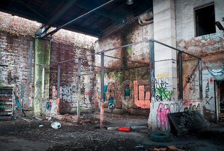 Ruin railway depot train