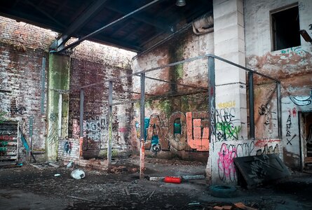 Ruin railway depot train photo