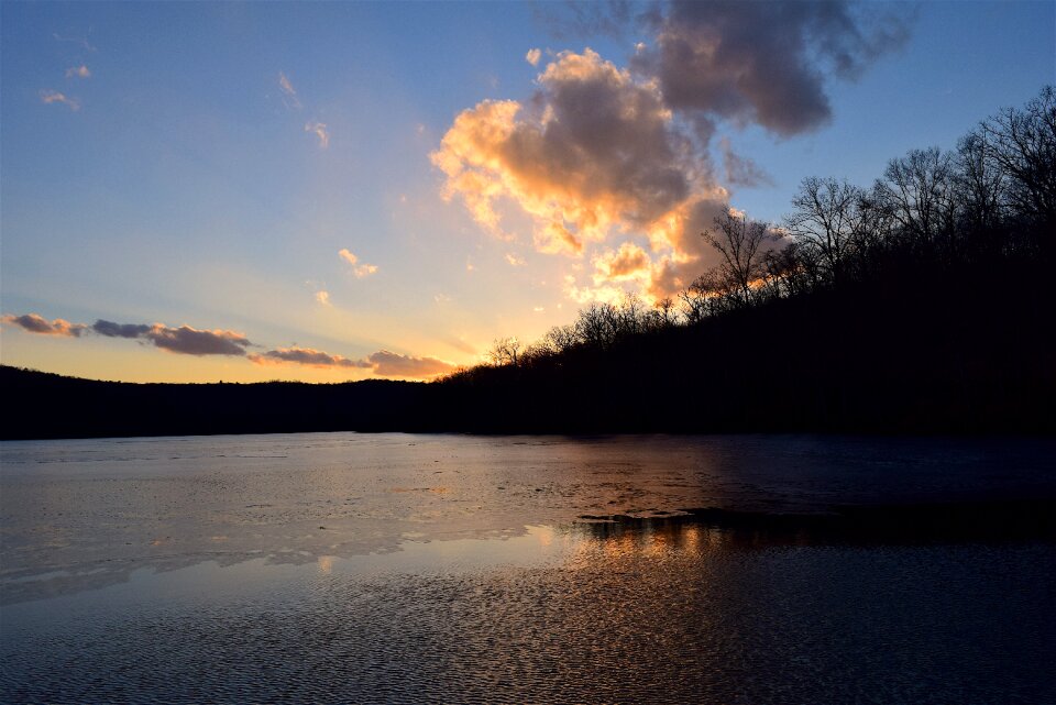 Winter sky water