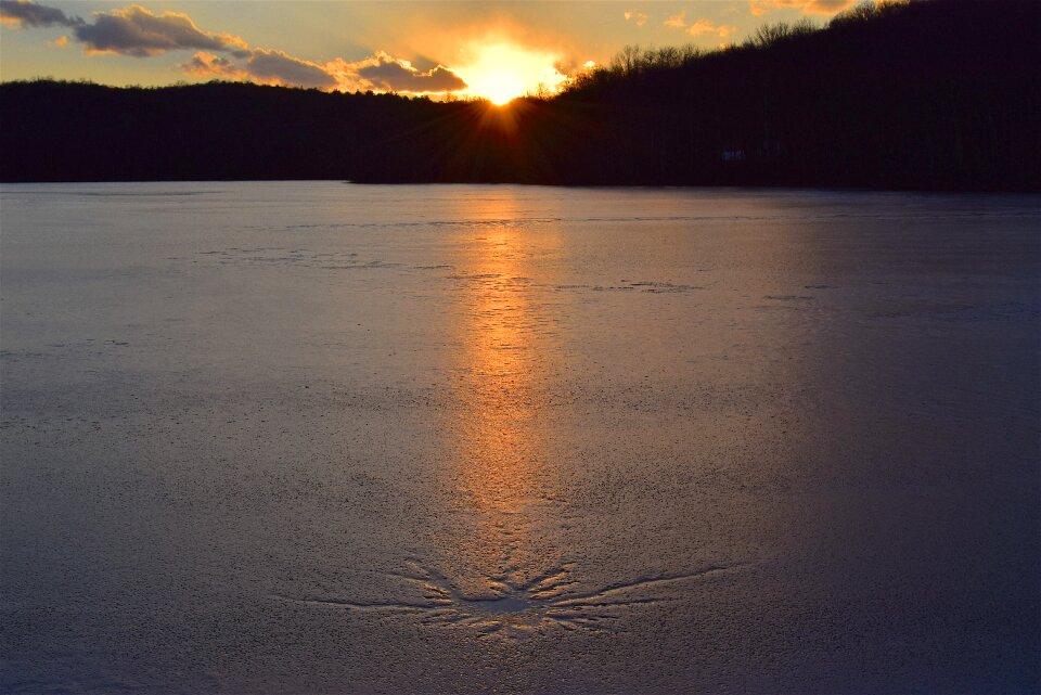 Winter sky water