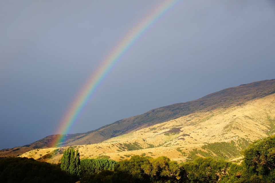 Rainbow new zealand hill