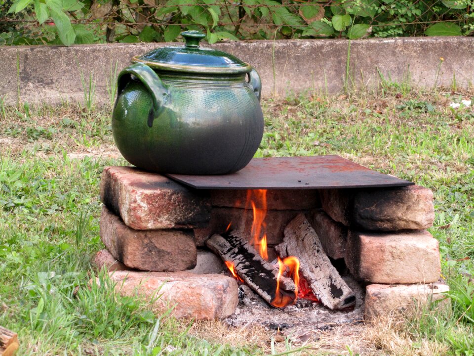 Fireplace outdoors pottery