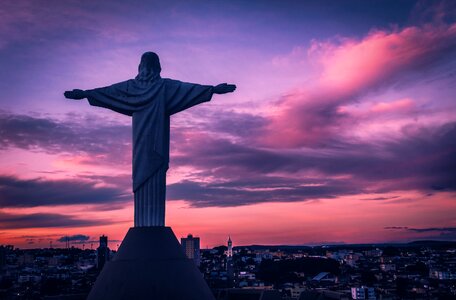 Sunrise statue jesus photo