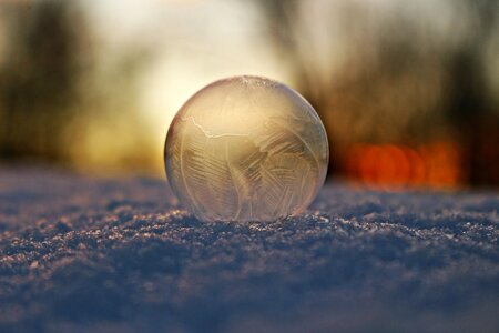 Bubble winter frosted soap bubble photo