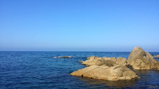 Winter sea blue sky waves