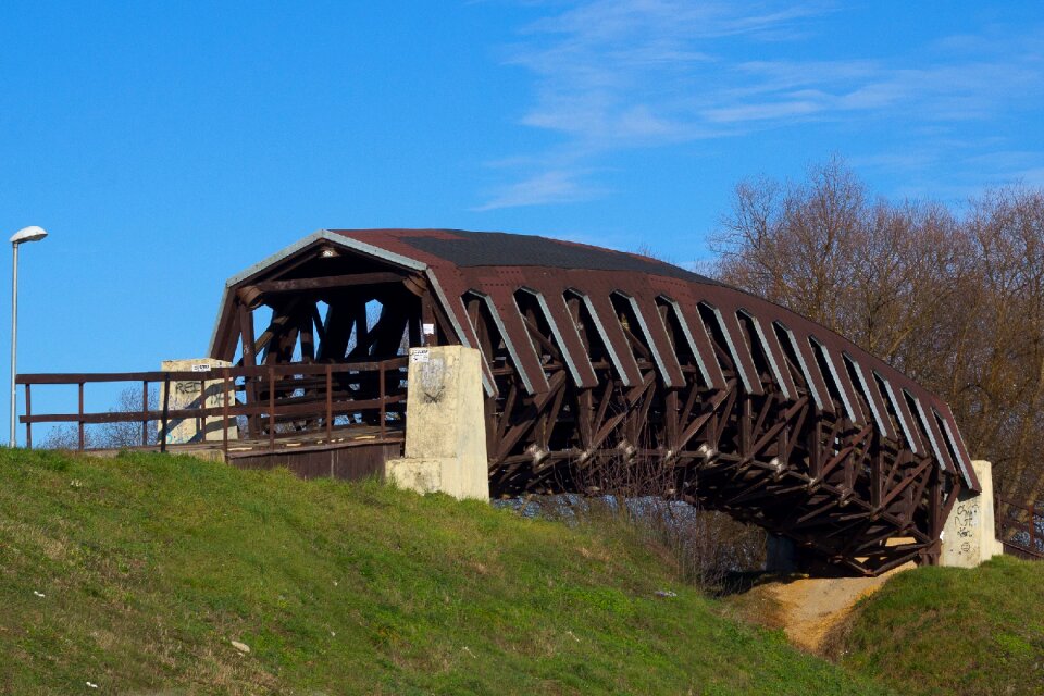 Wooden bridge selected path