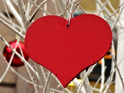 Wooden heart mood decoration photo
