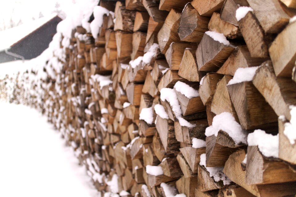 Winter firewood snow