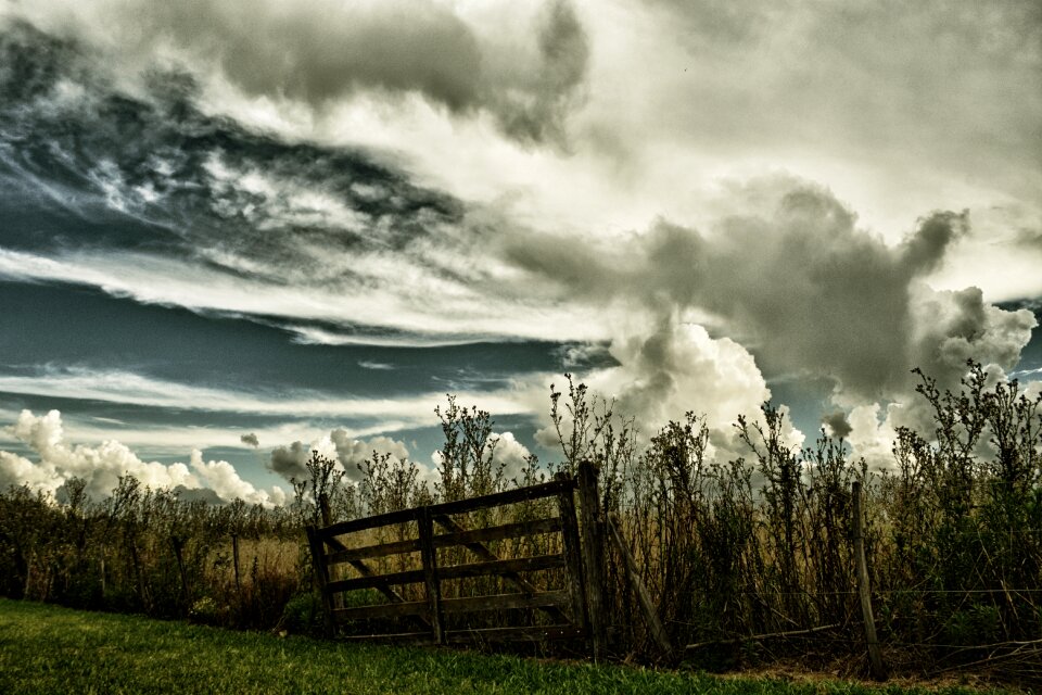 Field clouds landscape