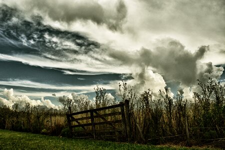 Field clouds landscape photo