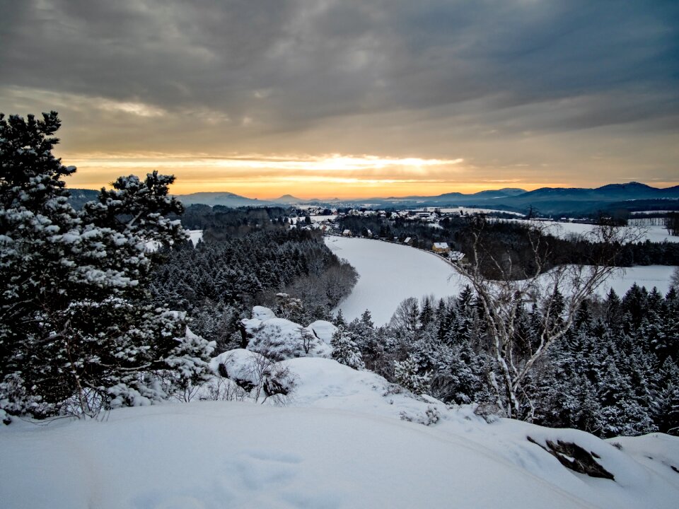 Wintry landscape hiking