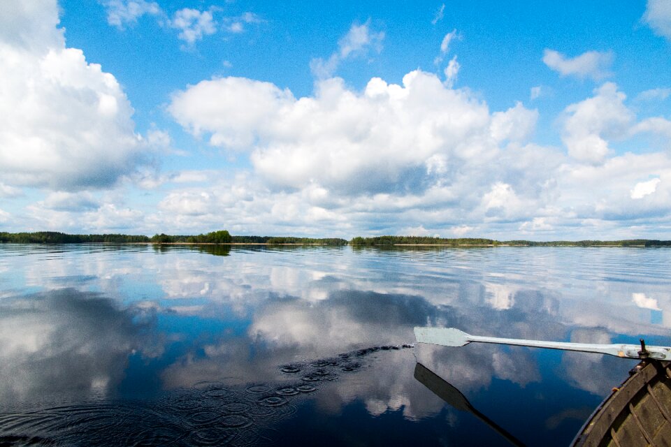 Rowing boat the oars landscape photo