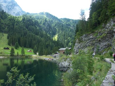 Mountains forest hut photo