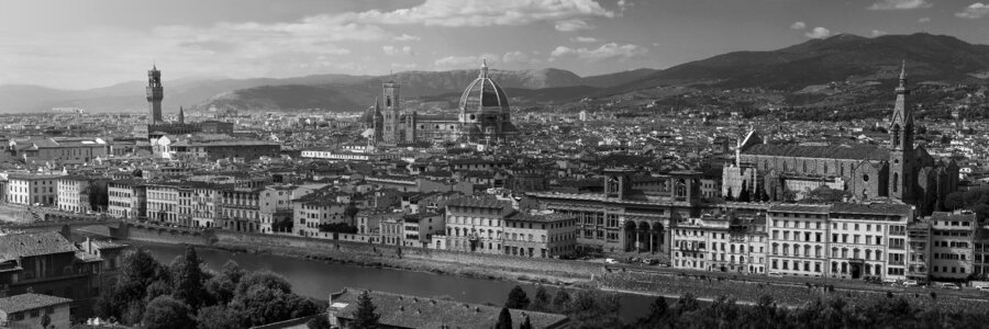 Black and white panoramic duomo photo