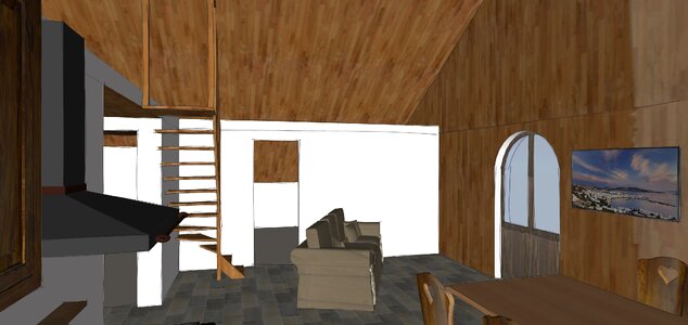 Living room wood kitchen