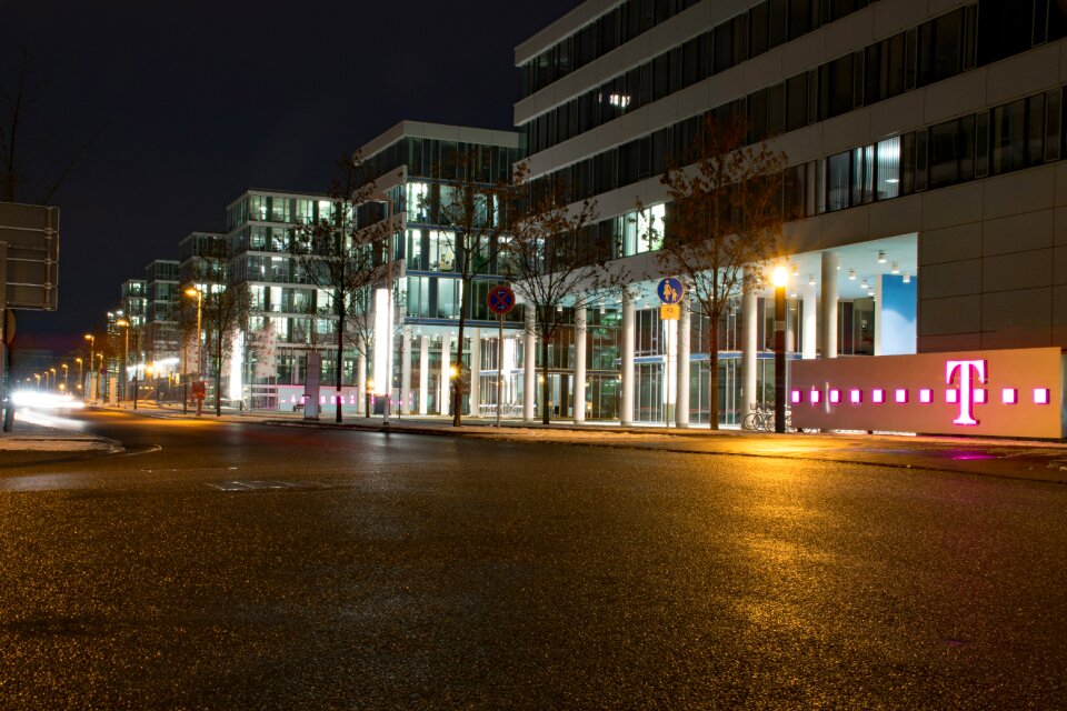 Telekom city night night photograph