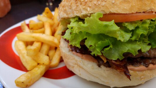 Closeup hamburger lunch