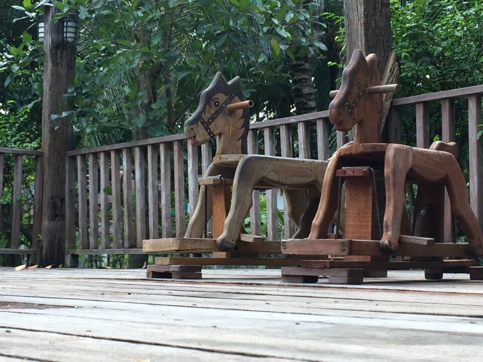 Wooden horse wooden terrace toys