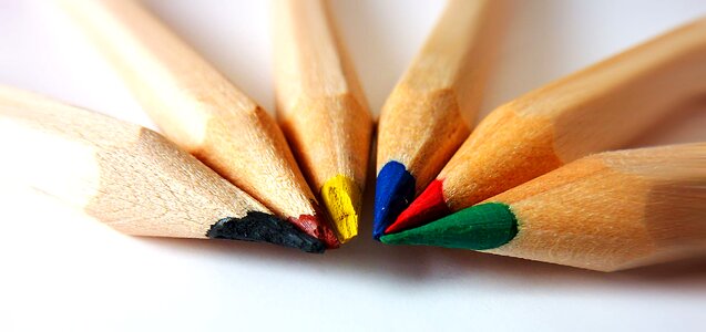 Colorful crayons pens photo