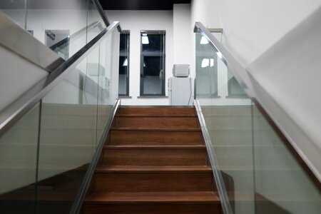 Glass stairs building indoor photo