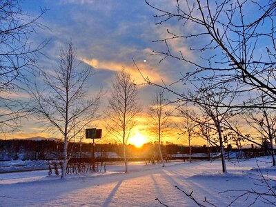 Snow sunshine shadow photo