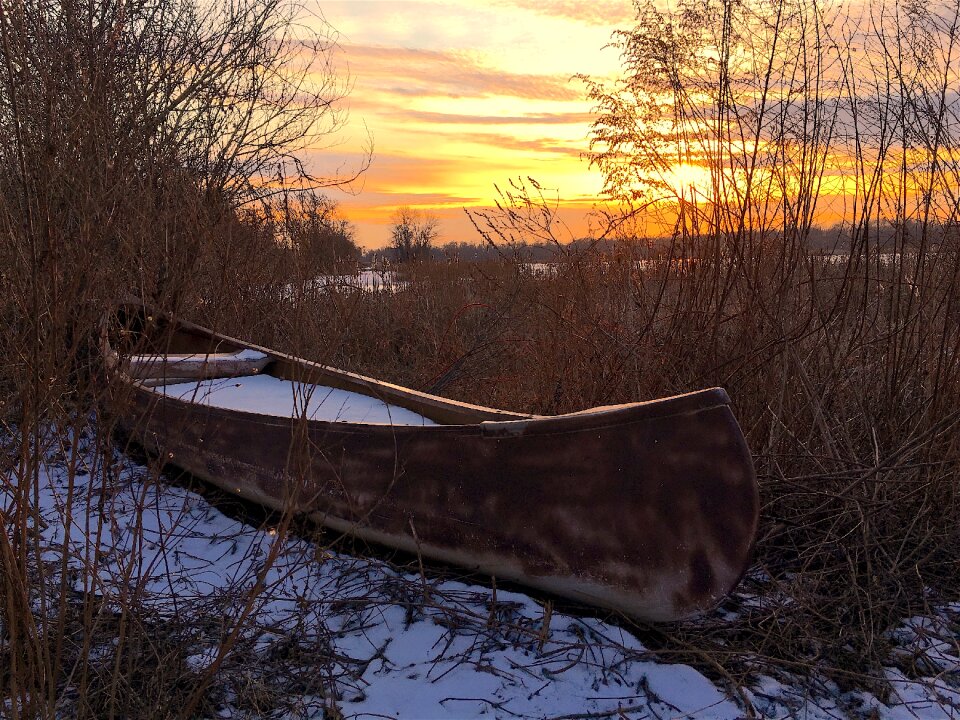 Frozen dusk evening photo