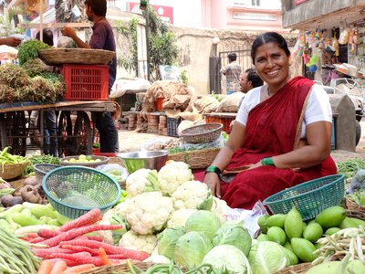 Women sell vegetables