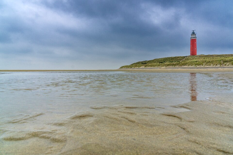 Autumn beach lighthouse