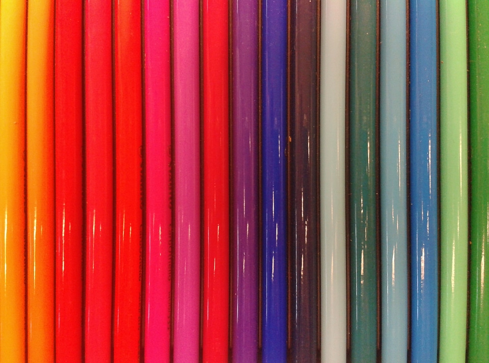 Colorful colour pencils writing accessories