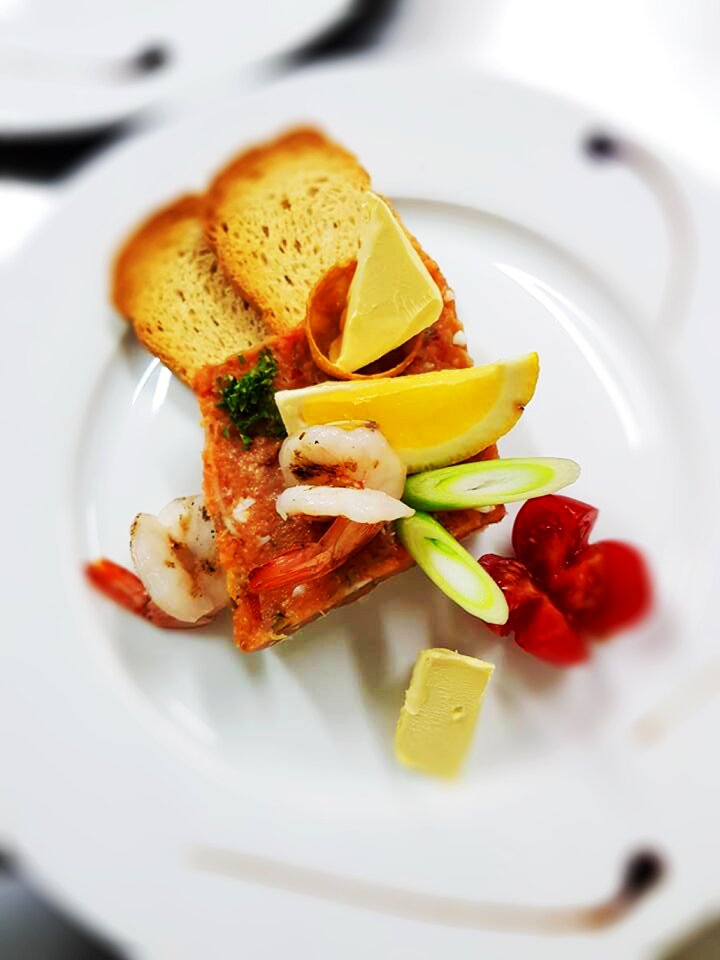 Shrimp food plating