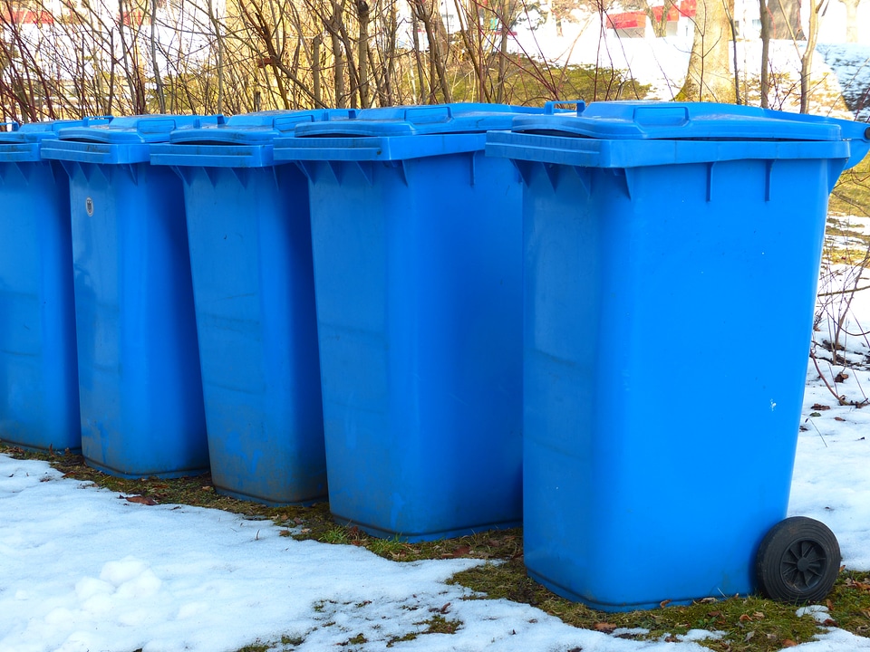 Blue ton of plastic plastic