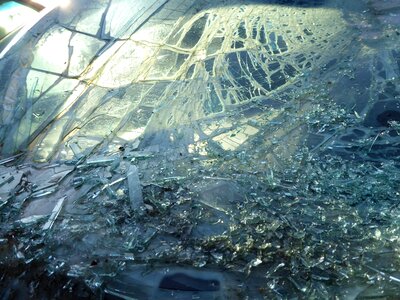 Broken window windshield