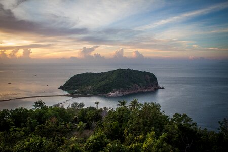 Island view sunset photo