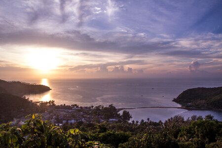 Island view sunset photo