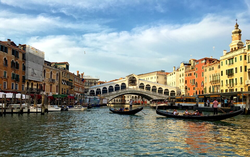 Water gondolier rialto bridge