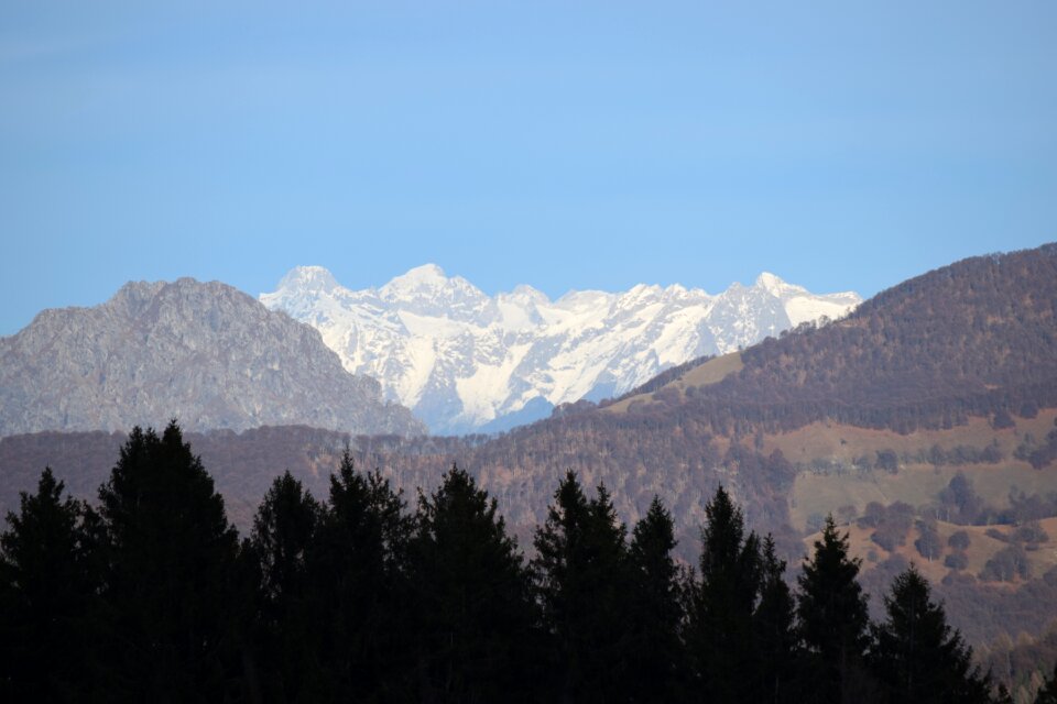 The snow winter mountains