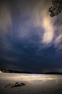 Snow evening sky