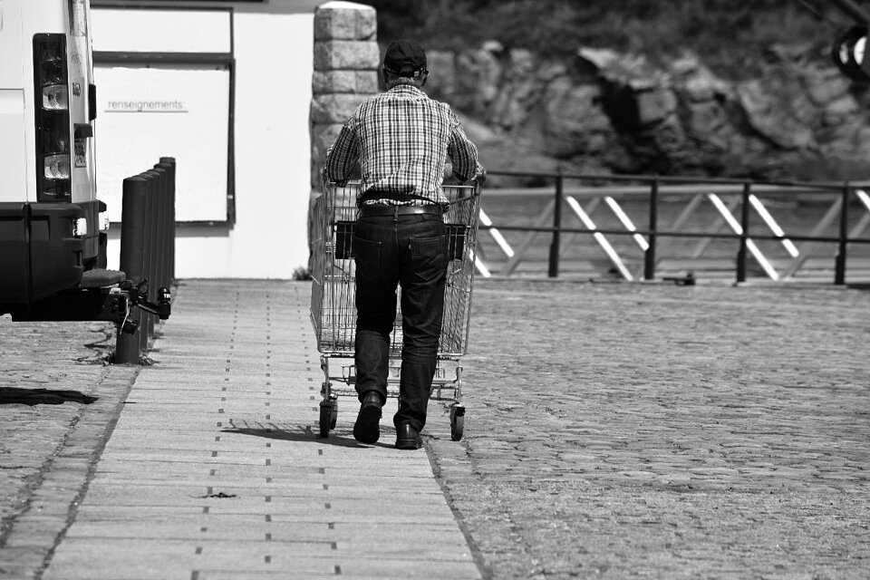 Supermarket character black and white